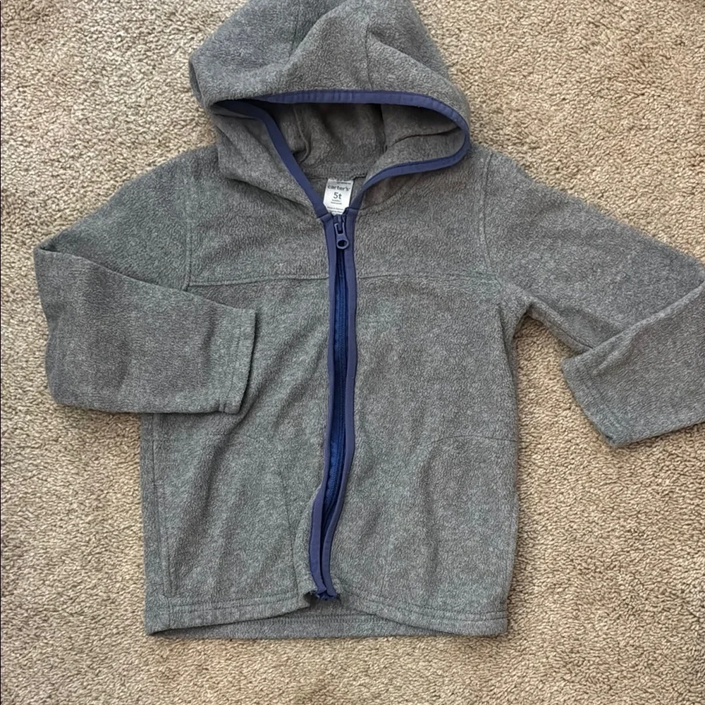 Gray Kids Hoodie with Blue Trim 5t - Picture 1 of 3